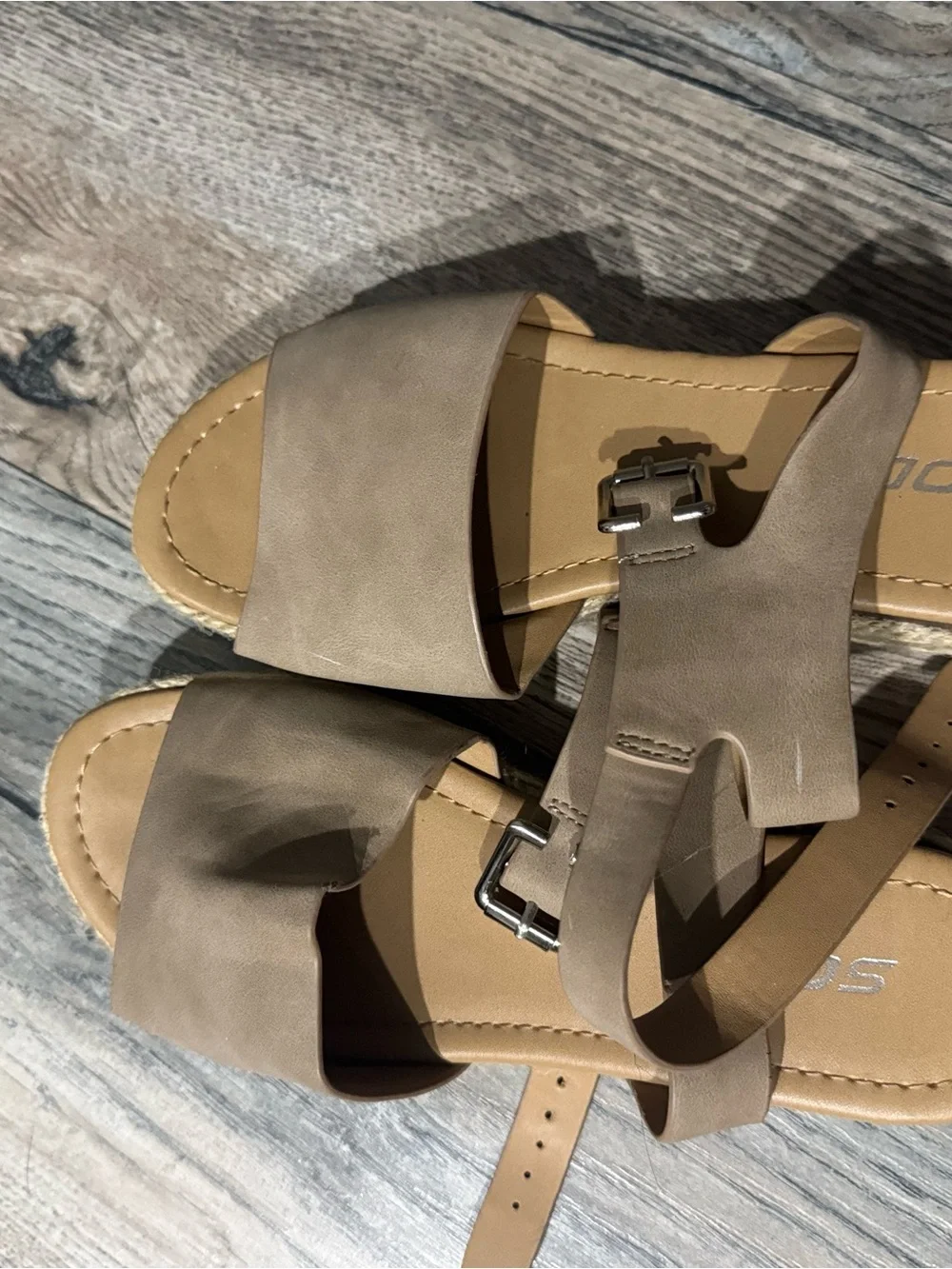 Soda Tan Espadrille Platform Sandals with Buckle